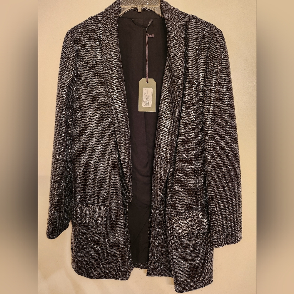 Allsaints Sequinned Leanna Blazer, Gunmetal Grey, Size US 4